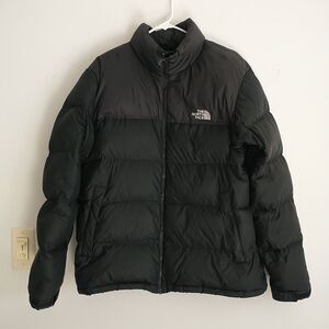 The North Face Nuptse 700 Puffer Jacket Men L Black Full Zip Pocket Logo Ripstop